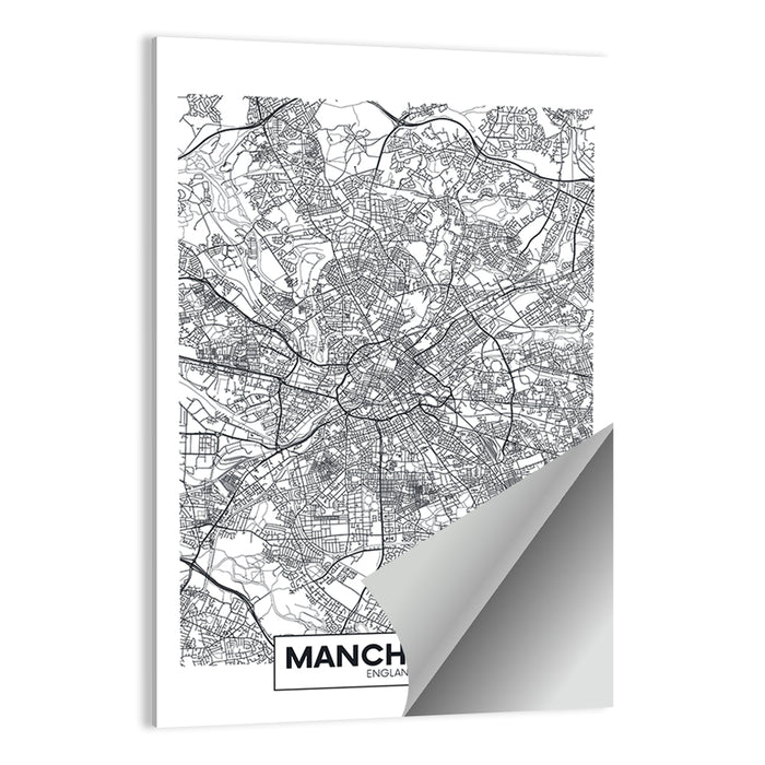 Manchester City Map, Minimalist Wall Art as a poster print