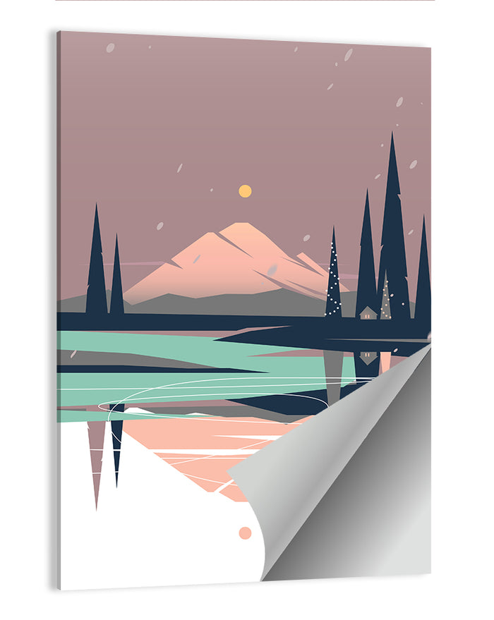 Dusk Mountain Lake Reflection Wall Art as a poster print