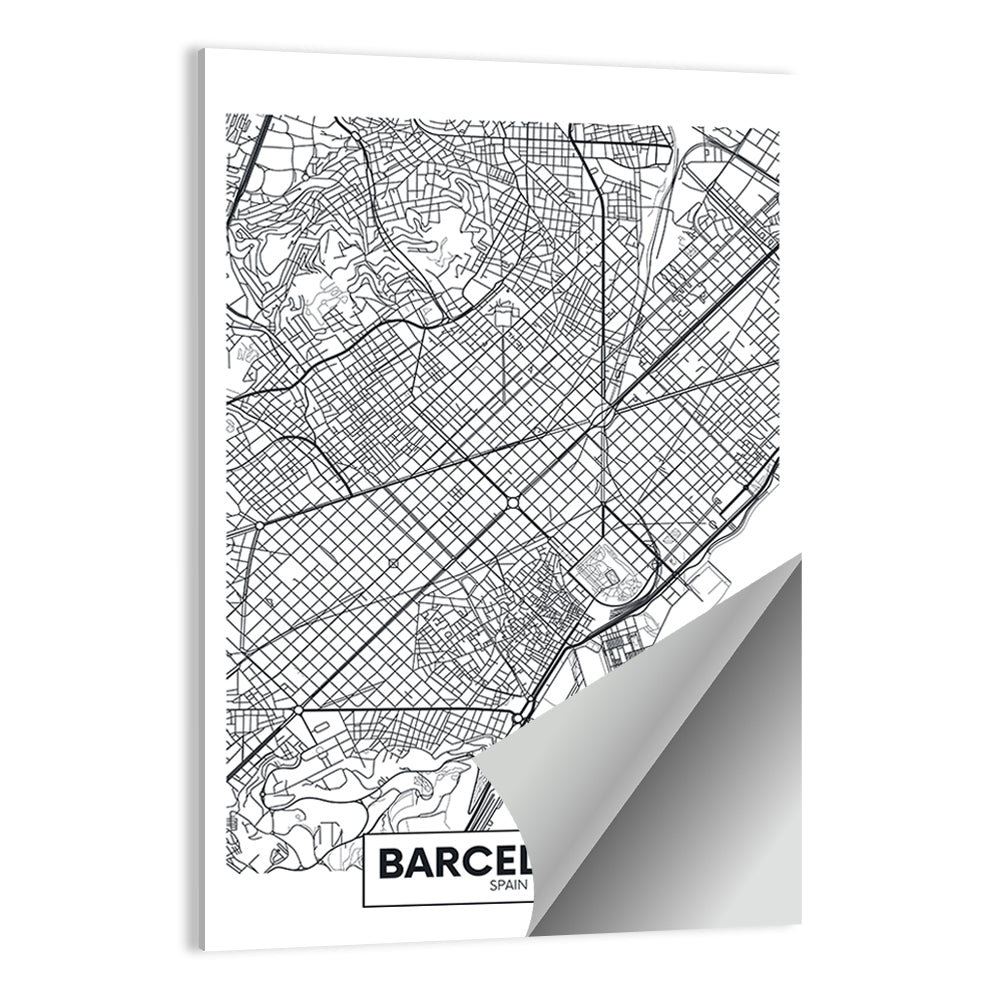 Barcelona City Map Wall Art