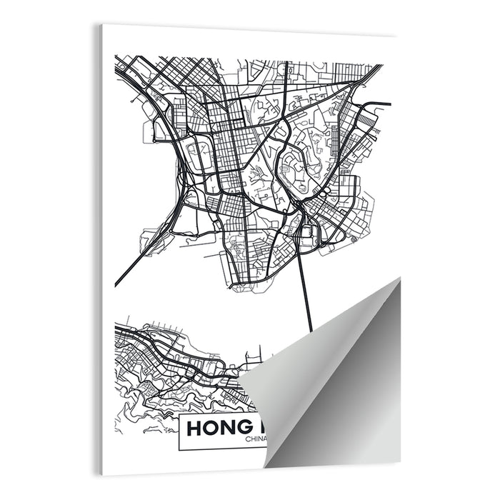 Hong Kong Aerial Map Wall Art as a poster print