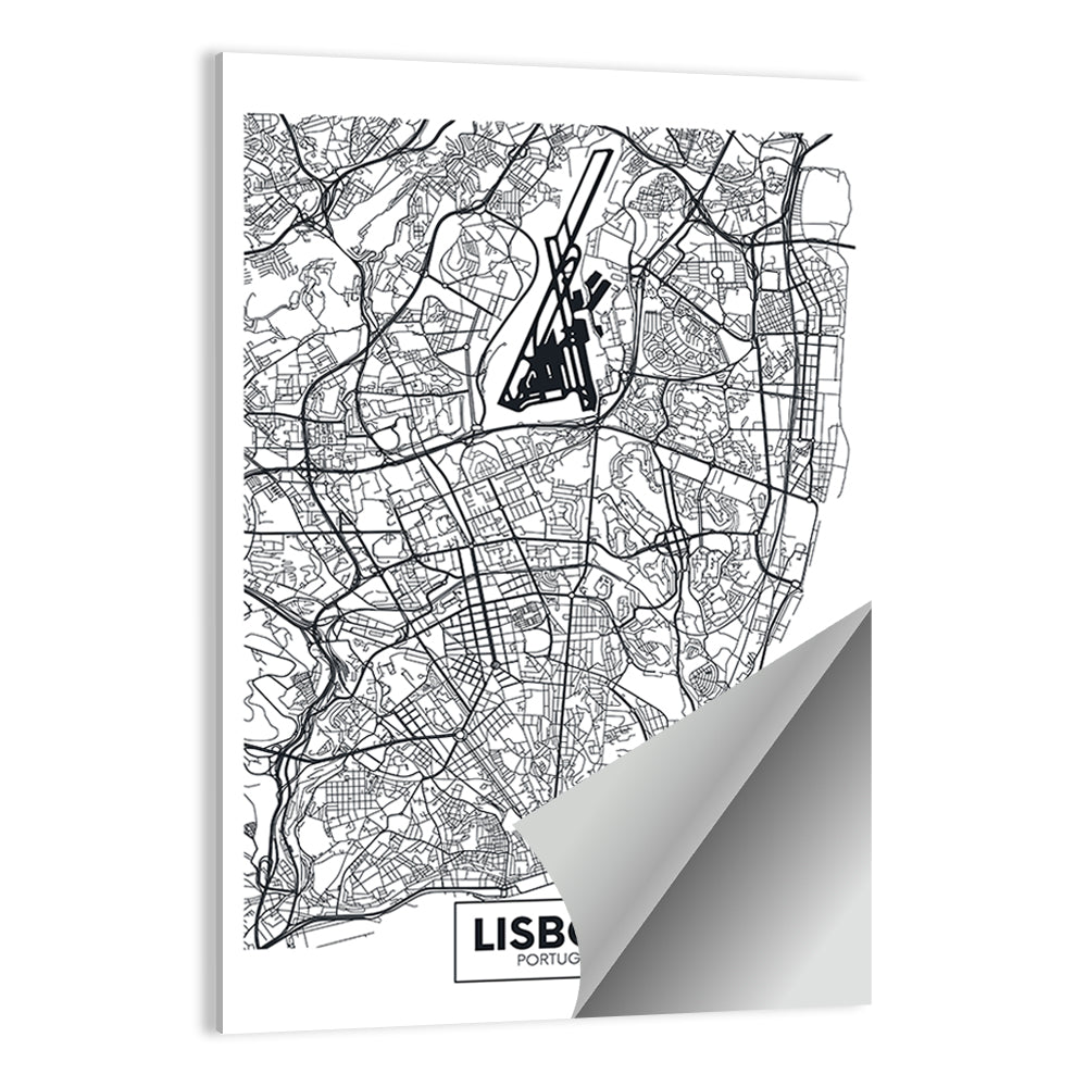 Lisbon City Map Wall Art