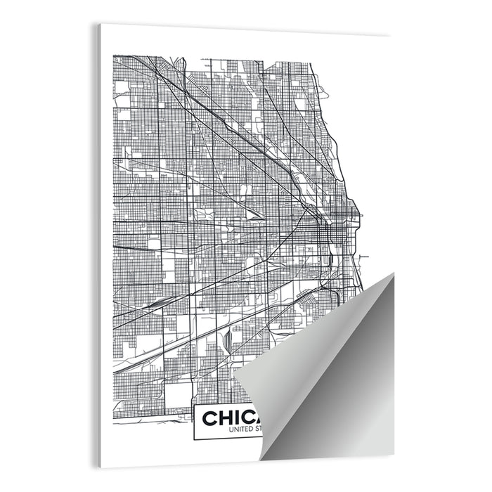 Chicago Street Grid Map Wall Art as a poster print