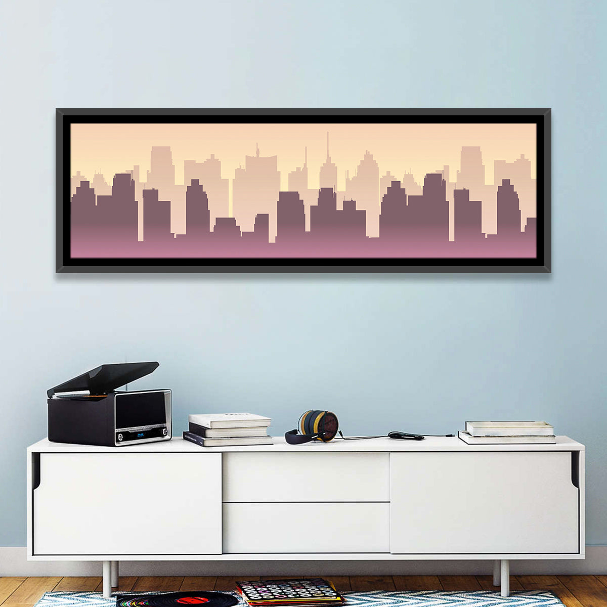City Buildings Silhouette Wall Art