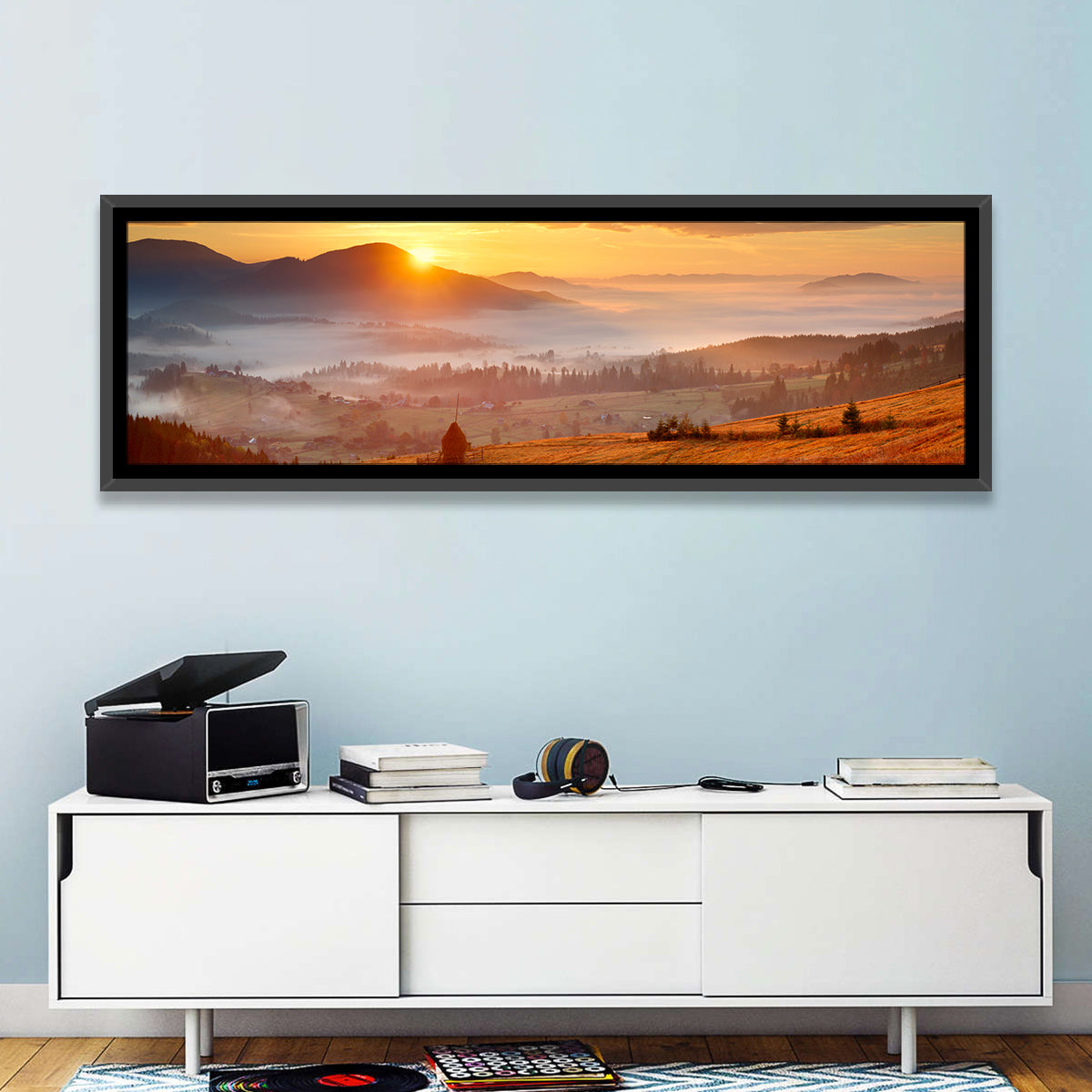 Foggy Mountain Village Wall Art