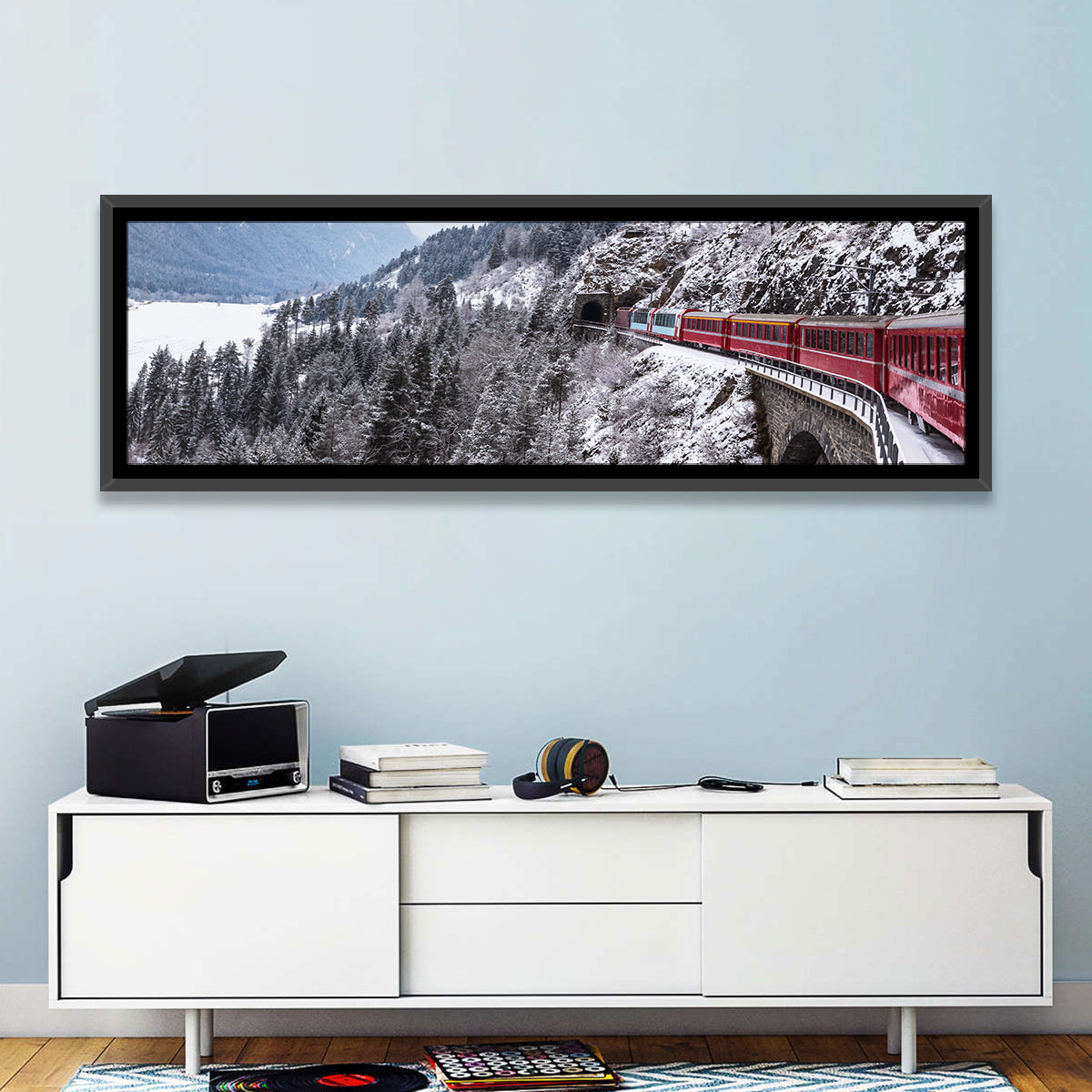 Snowy Mountain & Train Wall Art