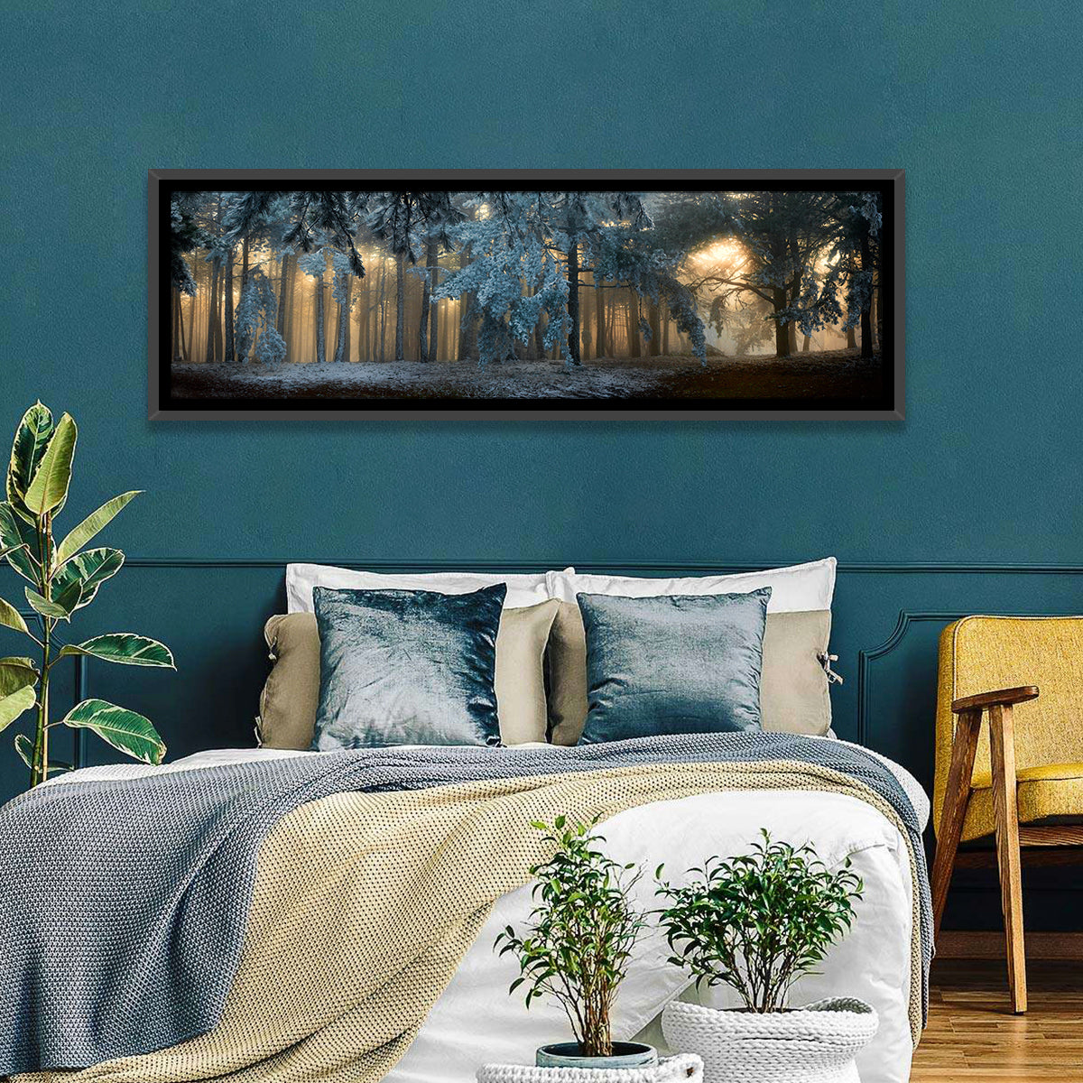 Golden Snowy Forest Wall Art