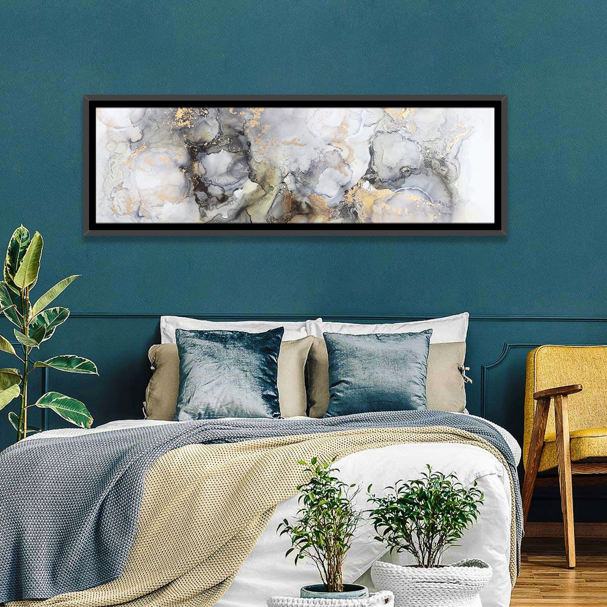 Abstract Gold Glitter Wall Art