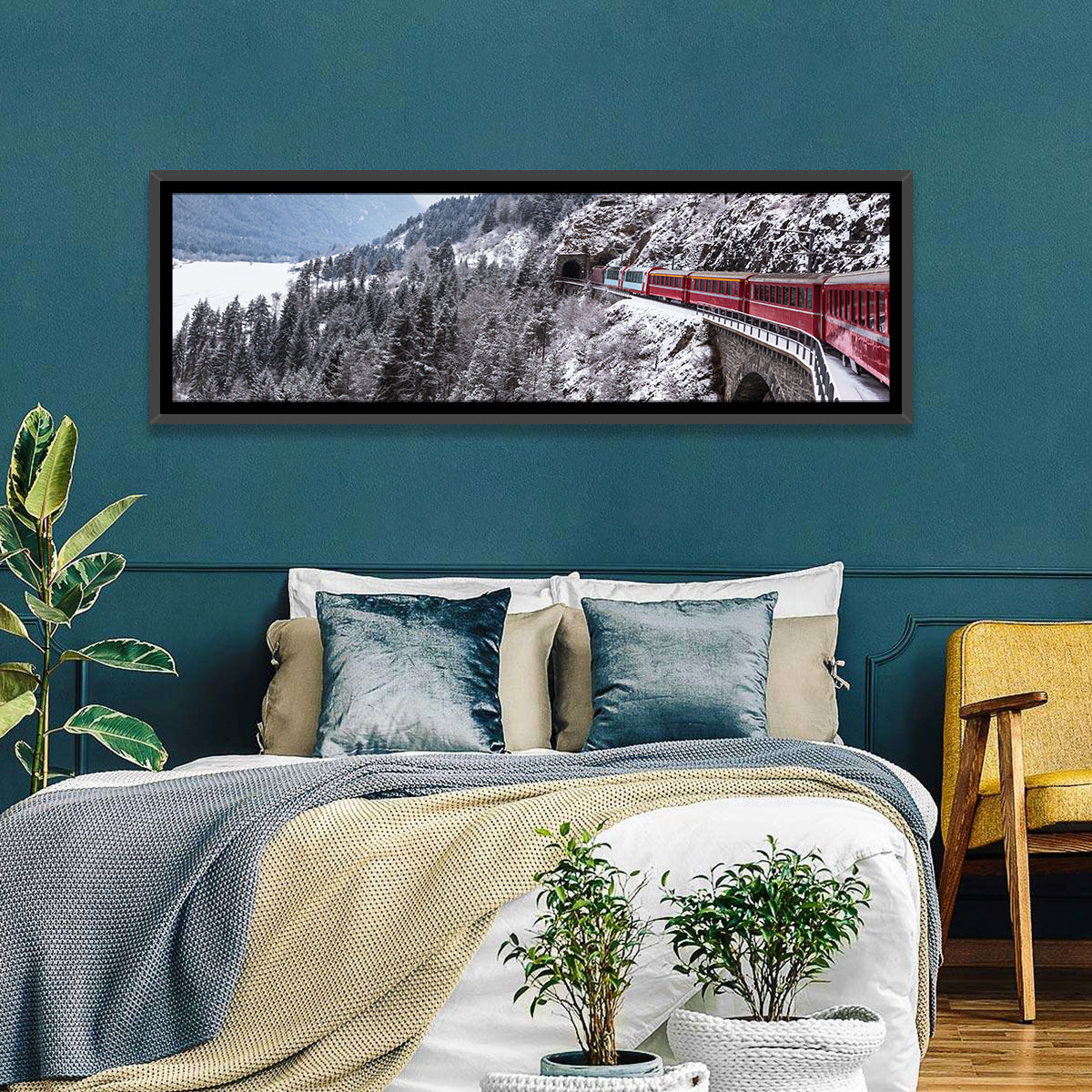 Snowy Mountain & Train Wall Art
