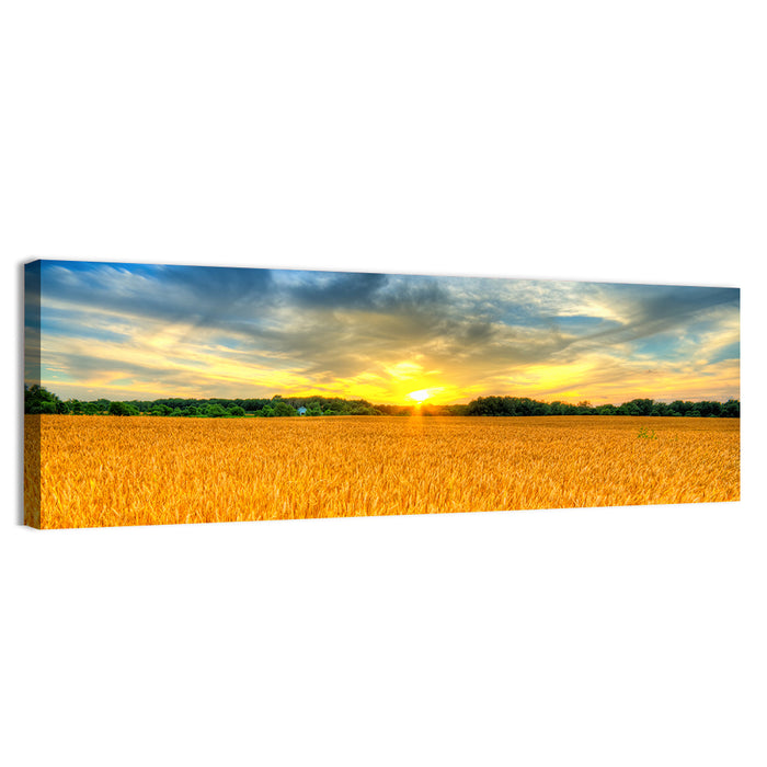 Wheat Field Sunset Wall Art as a canvas print