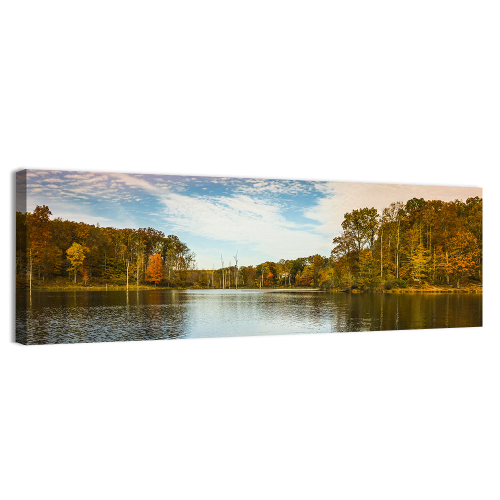 Seneca Lake Autumn Reflection Wall Art, canvas print, panoramic