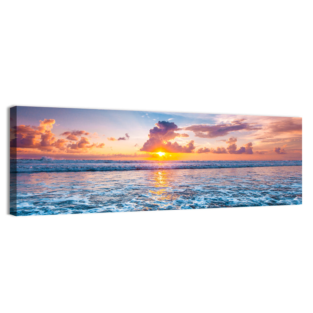 Sunburst Ocean Wave Wall Art, canvas print, panoramic