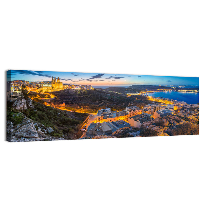 Mellieha Bay at Dusk Wall Art as a canvas print