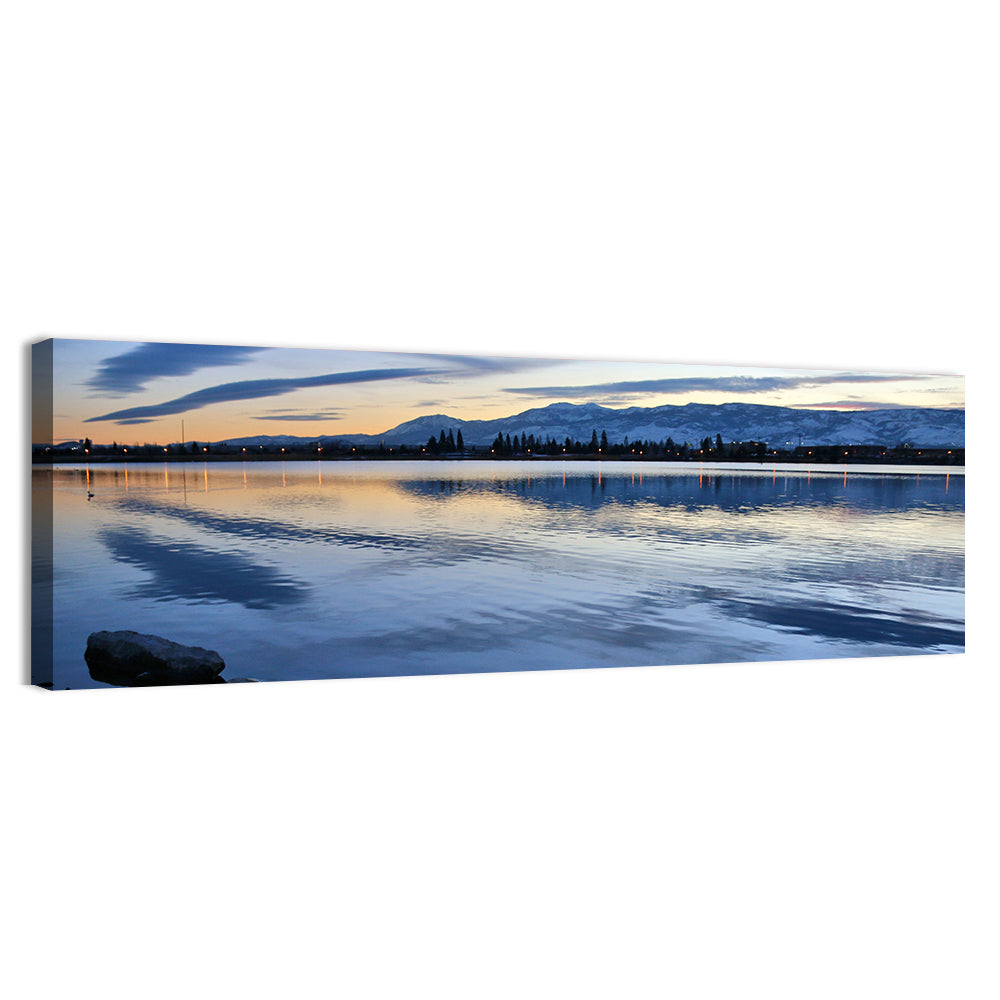 Sparks Marina Twilight Reflection Wall Art, canvas print, panoramic