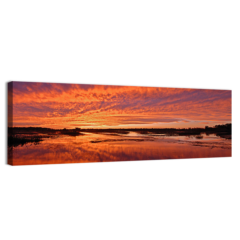 Louisiana Wetland Sunset Wall Art, canvas print, panoramic