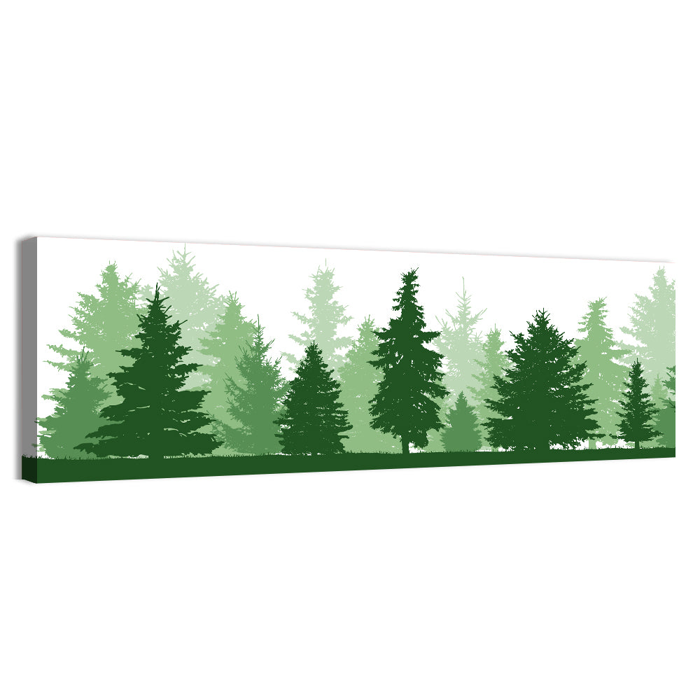 Layered Pine Forest Silhouette Wall Art, canvas print, panoramic