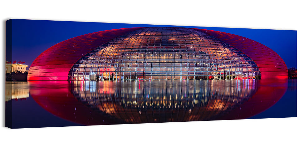 Ncpa Beijing Night Reflection Wall Art, canvas print, panoramic