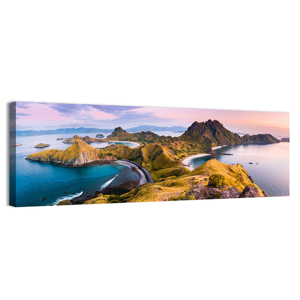 Padar Island Sunrise View Wall Art, canvas print, panoramic