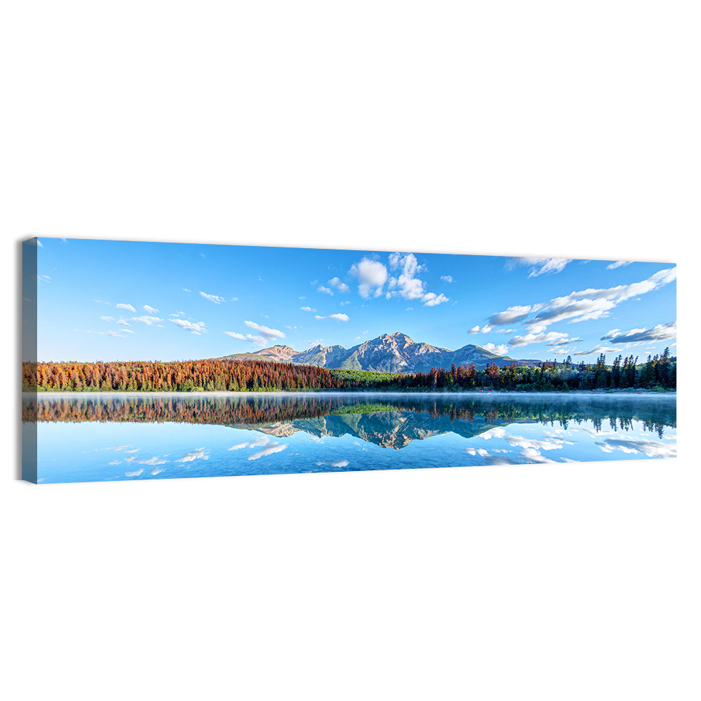 Patricia Lake Autumn Reflection Wall Art, canvas print, panoramic