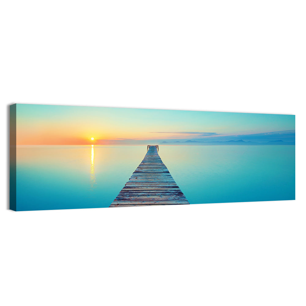 Wooden Footbridge at Sunset Wall Art, canvas print, panoramic