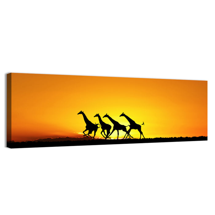 Savanna Giraffes at Sunset Wall Art as a canvas print