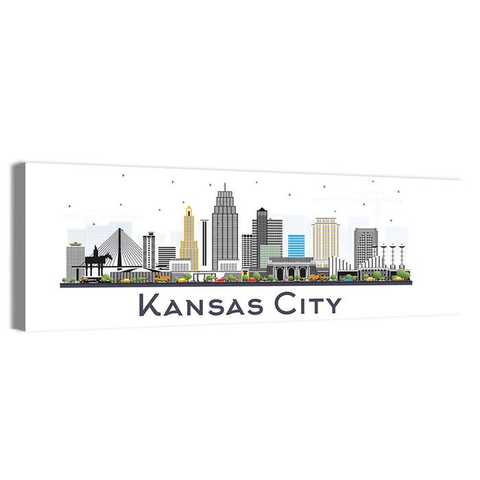 Kansas City Skyline Wall Art as a canvas print