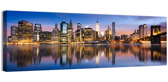 Manhattan Skyline at Twilight Wall Art as a canvas print