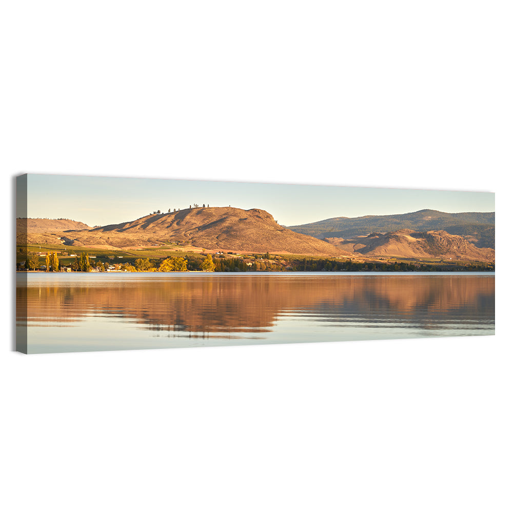 Osoyoos Lake Moonlit Reflection Wall Art, canvas print, panoramic