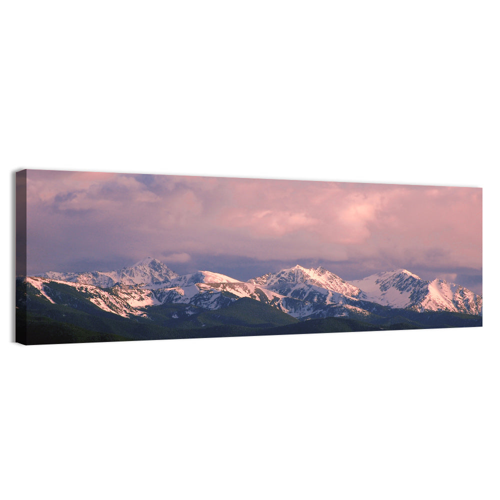 Spanish Peaks Alpenglow Montana Wall Art, canvas print, panoramic