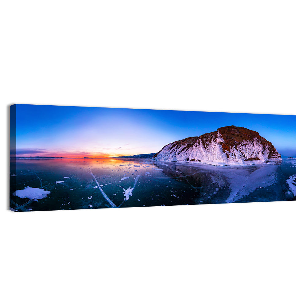 Lake Baikal Winter Sunset Wall Art, canvas print, panoramic