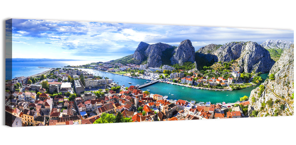 Omiš Cetina River Mouth Canyon View Wall Art, canvas print, panoramic
