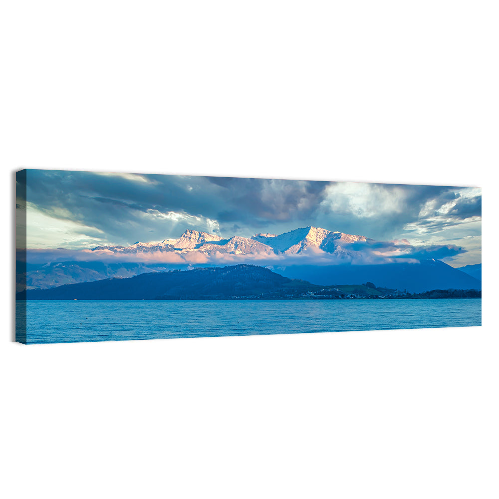 Lake Obersee Golden Hour Wall Art, canvas print, panoramic