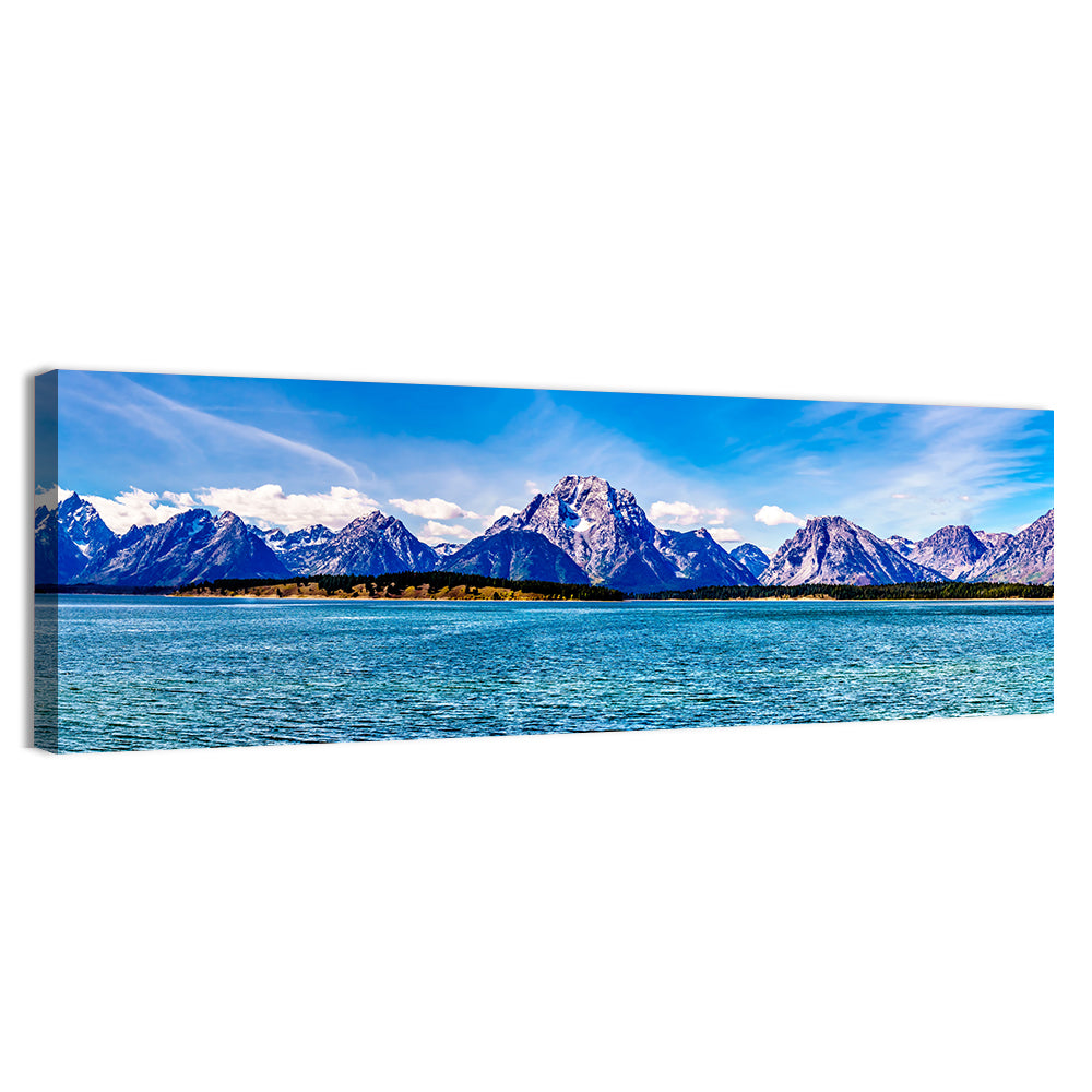 Mount Moran Over Jackson Lake Wall Art, canvas print, panoramic