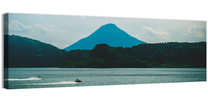 Kaimon Dake Over Lake Ikeda Wall Art as a canvas print