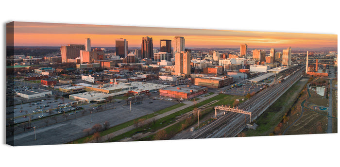Birmingham Golden Hour Skyline Wall Art as a canvas print