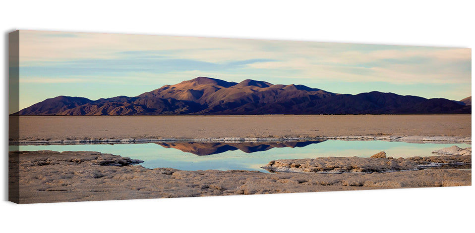 Salinas Grande Salt Flat Reflection Wall Art, canvas print, panoramic
