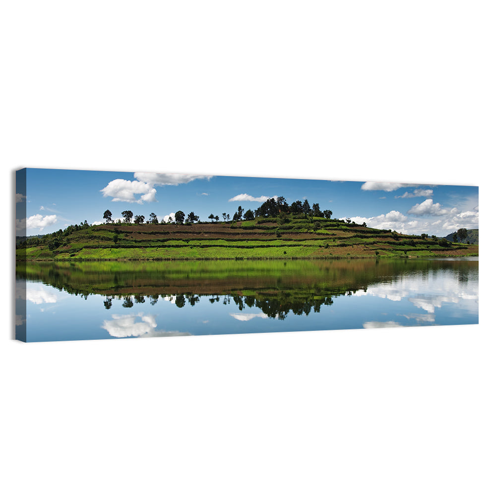 Bunyonyi Lake Reflection Wall Art, canvas print, panoramic
