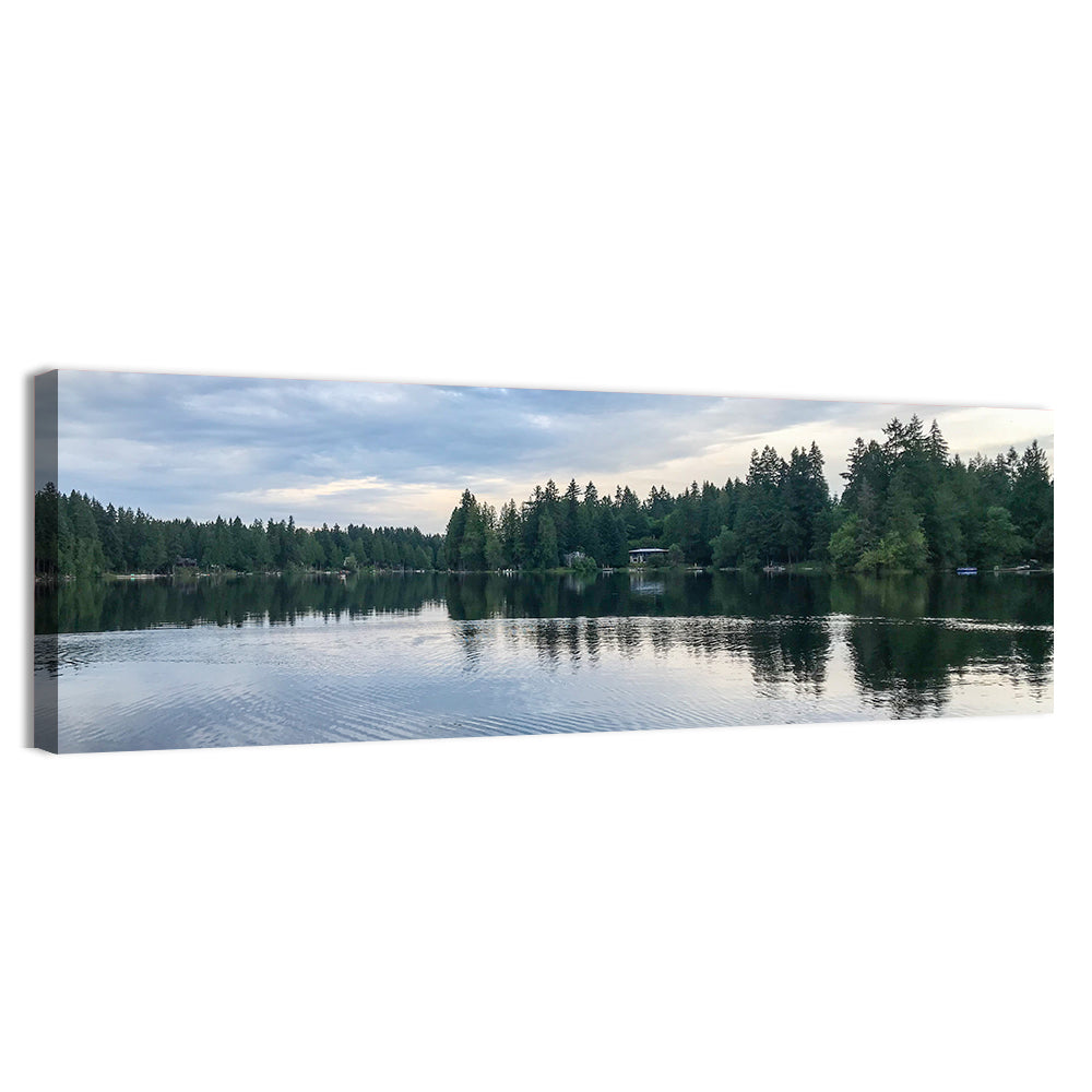 Beaver Lake Park Sunrise Reflection Wall Art, canvas print, panoramic