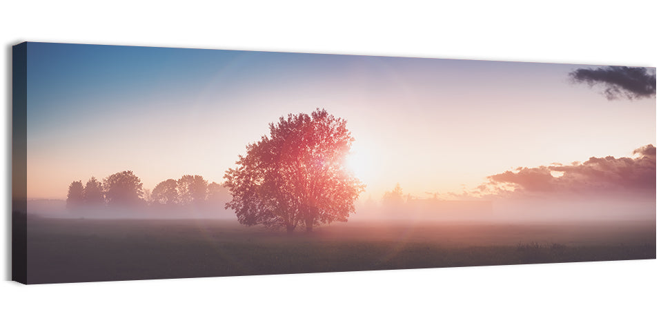 Morning Tree Silhouette Wall Art, canvas print, panoramic