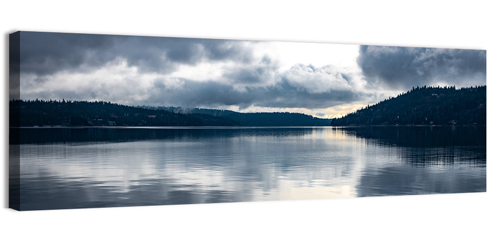Coeur D'alene Lake Reflection Wall Art, canvas print, panoramic