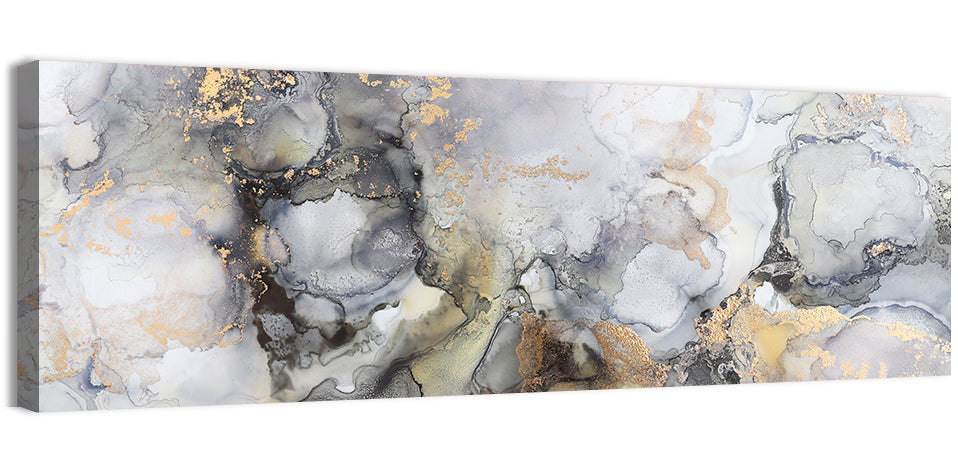 Gold Foil Marble Abstract Wall Art, canvas print, panoramic