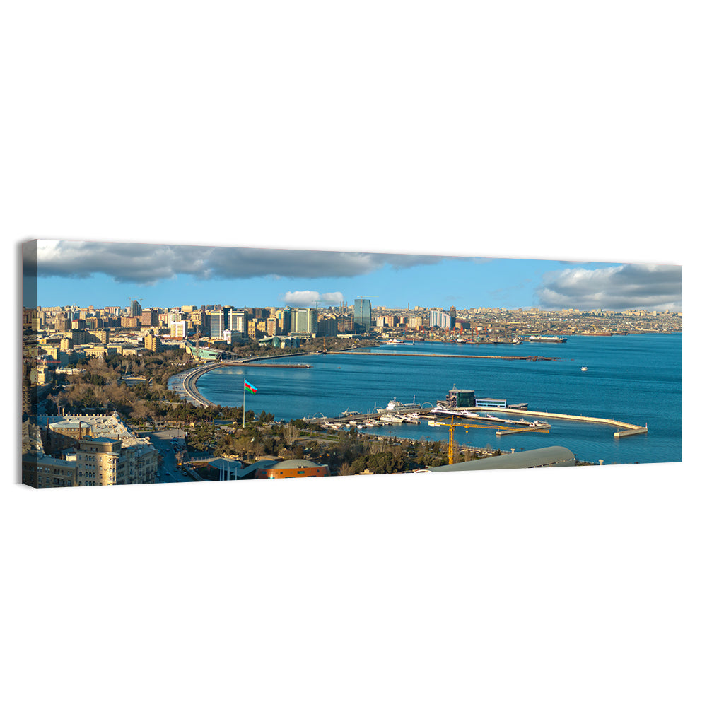 Baku Waterfront Skyline Wall Art, canvas print, panoramic