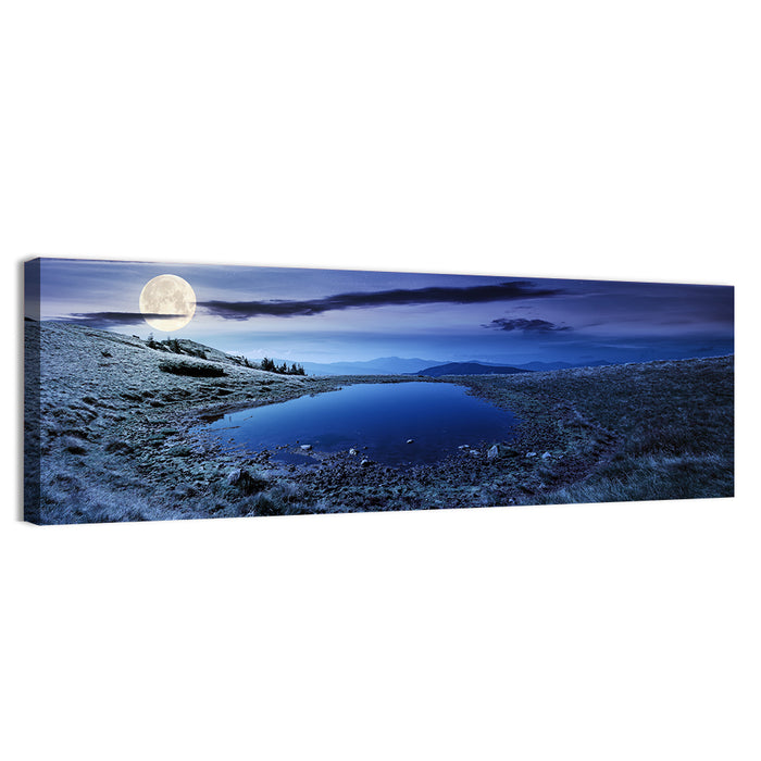Mountain Lake at Night Wall Art as a canvas print