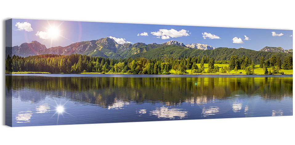 Bavarian Alpine Lake Reflection Wall Art, canvas print, panoramic