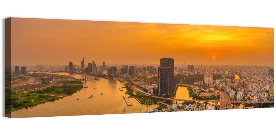 Landmark 81 Golden Hour Skyline Wall Art, canvas print, panoramic