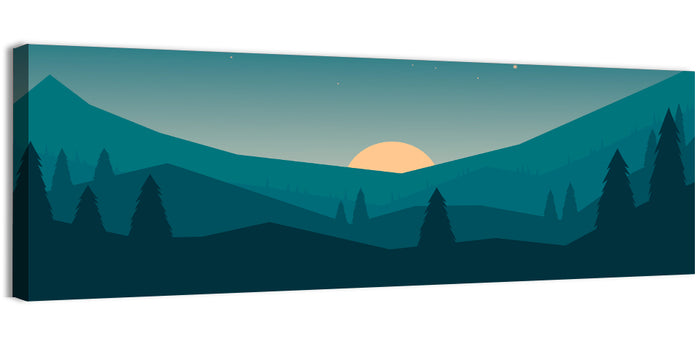 Black Forest Sunset Illustration Wall Art as a canvas print