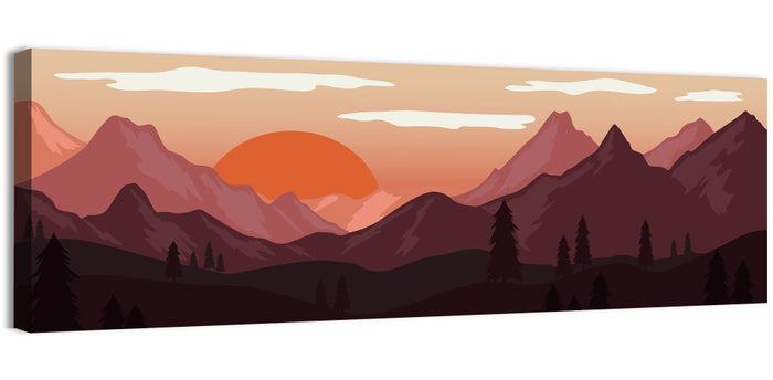 Mars Sunset Over Mountains Wall Art as a canvas print