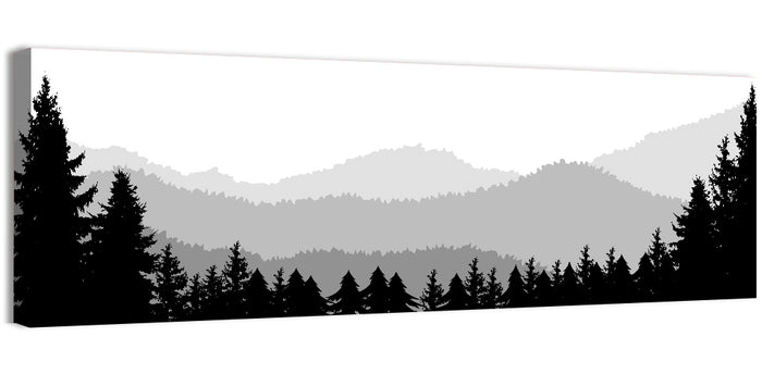 Foggy Mountain Silhouettes Wall Art as a canvas print
