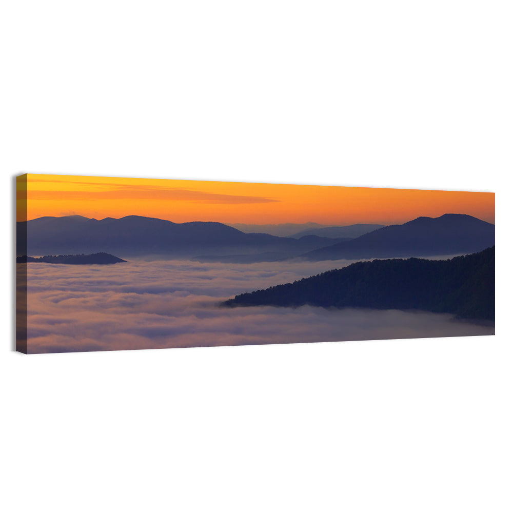 Cloudy Mountains Sunset Wall Art