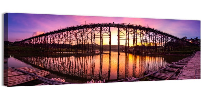 Mon Bridge Sunset, Sangkhlaburi Wall Art as a canvas print