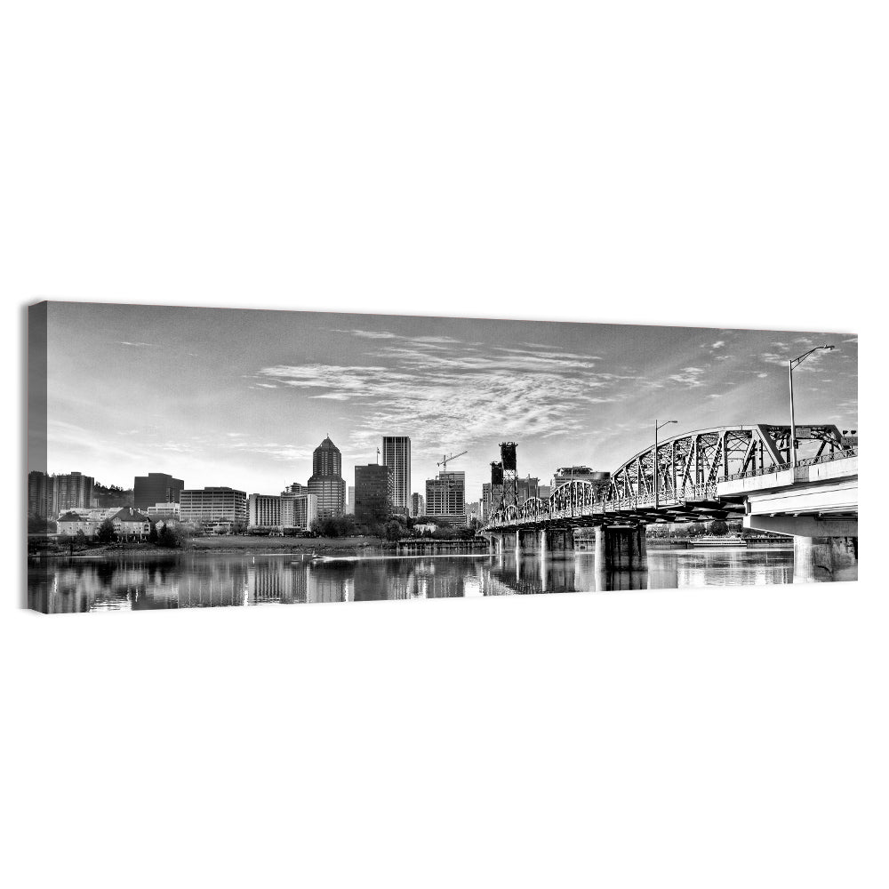 Portland Hawthorne Bridge Skyline Wall Art, canvas print, panoramic